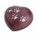 Keepsake Heart 0.8 Litres (Cranberry with Silver Pawprints)